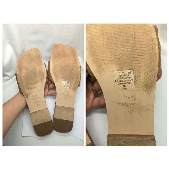 Marc Fisher Marlon Woven Square Flat Sandals 11M Brown Leather Beachy Resort - Picture 11 of 11